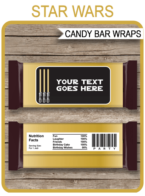 Gold Star Wars Party Hershey Candy Bar Wrappers Template | Printable Birthday Party Favors | Personalized Candy Bars | DIY Editable Text | INSTANT DOWNLOAD $3.00 via simonemadeit.com