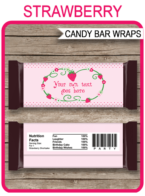 Printable Strawberry Shortcake Candy Bar Wrappers | Birthday Party Favors | Personalized Candy Bars | Editable Template | INSTANT DOWNLOAD $3.00 via simonemadeit.com
