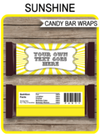 Sunshine Hershey Candy Bar Wrappers template
