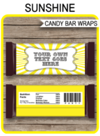 Sunshine Hershey Candy Bar Wrappers template