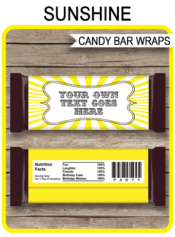 Sunshine Hershey Candy Bar Wrappers | Birthday Party Favors | Personalized Candy Bars | Editable Template | INSTANT DOWNLOAD $3.00 via simonemadeit.com