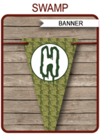 Swamp Party Banner Template - Happy Birthday Bunting Pennants - Editable and Printable DIY Template - INSTANT DOWNLOAD $4.50 via simonemadeit.com
