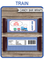 Printable Steam Train Hershey Candy Bar Wrappers template | Birthday Party Favors | Train Ticket | Personalized Candy Bars | Editable Text | INSTANT DOWNLOAD $3.00 via simonemadeit.com