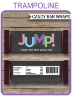 Trampoline Party Hershey Candy Bar Wrappers | Jump | Girls Birthday Party Favors | Personalized Candy Bars | Editable Template | INSTANT DOWNLOAD $3.00 via simonemadeit.com