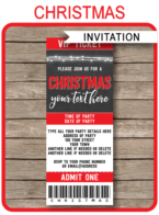 Christmas Chalkboard Ticket Invitations | Christmas Party Invitation Template | Editable Template | Type your own text! | INSTANT DOWNLOAD via simonemadeit.com