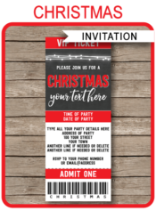 Christmas Chalkboard Ticket Invitations | Christmas Party Invitation Template | Editable Template | Type your own text! | INSTANT DOWNLOAD via simonemadeit.com
