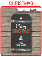 Merry Christmas Gift Tags Template | editable & printable | Chalkboard | INSTANT DOWNLOAD $3.00 via simonemadeit.com