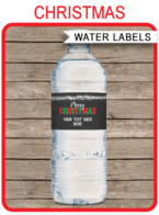 Christmas Water Bottle Labels template | Napkin Wraps | Treat Wraps | DIY Editable Template | INSTANT DOWNLOAD via simonemadeit.com