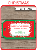Christmas Gift Tags Template – red & green
