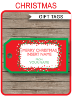 Christmas Gift Tags Template – red & green