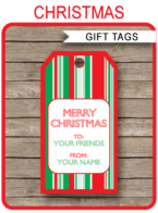 Christmas Gift Tags Template – red & green