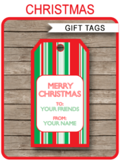 Christmas Printable Gift Tags Template | editable & printable | Merry Christmas | INSTANT DOWNLOAD $3.00 via simonemadeit.com