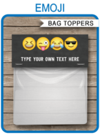 Emoji Theme Party Favor Bag Toppers template – boys
