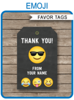 Emoji Theme Party Favor Tags Template – boys