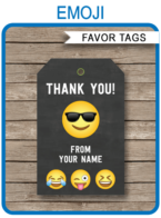 Emoji Theme Party Favor Tags Template – boys