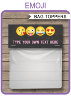Emoji Party Favor Bag Toppers template – girls