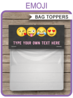 Editable Emoji Party Favor Bag Toppers | Emoji Theme Birthday Party | Printable DIY Template | INSTANT DOWNLOAD via SIMONEmadeit.com