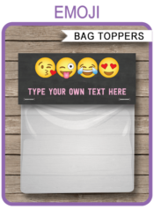 Editable Emoji Party Favor Bag Toppers | Emoji Theme Birthday Party | Printable DIY Template | INSTANT DOWNLOAD via SIMONEmadeit.com