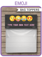 Editable Emoji Party Favor Bag Toppers | Emoji Theme Birthday Party | Printable DIY Template | INSTANT DOWNLOAD via SIMONEmadeit.com