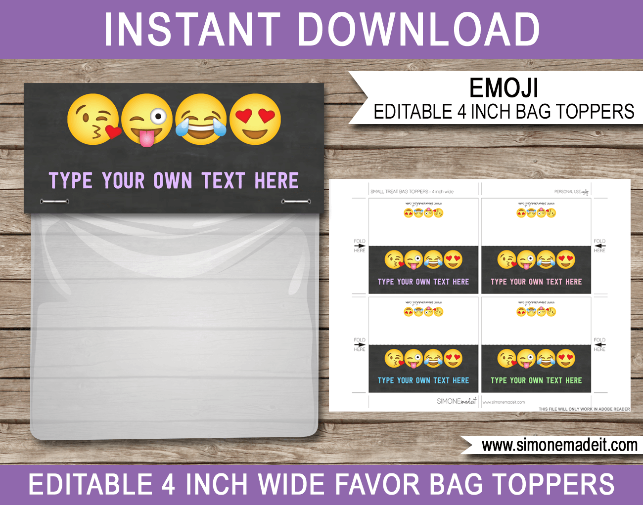 Emoji Party Favor Bag Toppers template – girls In Goodie Bag Label Template