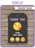Emoji Party Favor Tags Template – girls