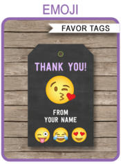 Emoji Party Favor Tags | Thank You Tags | Birthday Party Theme | Editable DIY Template | INSTANT DOWNLOAD $3.00 via SIMONEmadeit.com