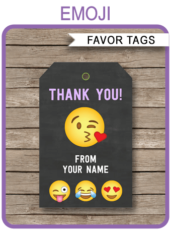 Emoji Party Favor Tags Template Emoji Theme Thank You Tags