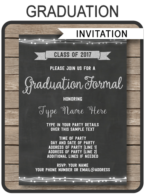 Graduation Formal Invitation | Class of 2017 | Chalkboard and silver glitter | Editable & Printable DIY Template | INSTANT DOWNLOAD $7.50 via simonemadeit.com