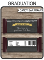 Graduation Hershey Candy Bar Wrappers template – gold