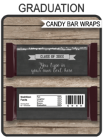 Graduation Hershey Candy Bar Wrappers template – silver