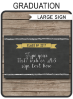 Editable Graduation Party Sign | Class of 2017 | Decorations | Printable DIY Template | Gold Glitter and Chalkboard