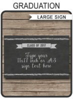 Printable Graduation Party Sign | Class of 2017 | Decorations | Editable DIY Template | Silver Glitter and Chalkboard