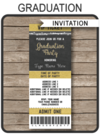 Graduation Party Ticket Invitations template – gold