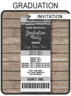 Graduation Party Ticket Invitation template – silver