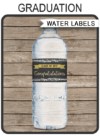 Graduation Party Water Bottle Labels template – gold