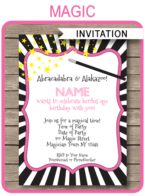 Pink Girls Magic Birthday Party Invitations | Magic Theme | Editable DIY Theme Template | INSTANT DOWNLOAD $7.50 via SIMONEmadeit.com