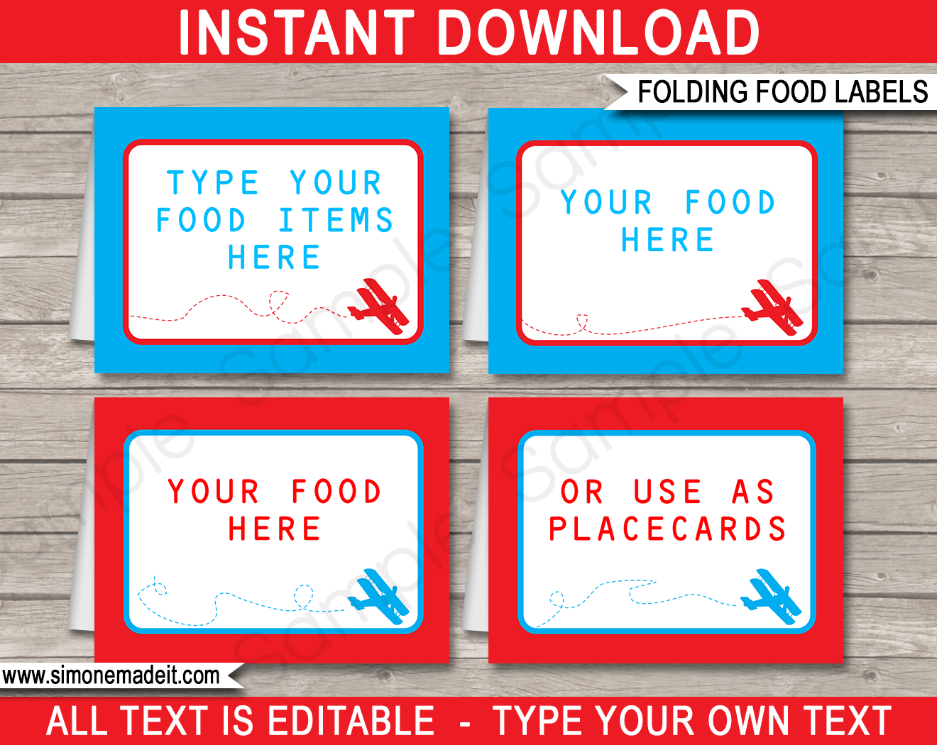 Airplane Birthday Party Food Labels