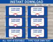 Baseball Party Food Labels | Place Cards | Party Decorations