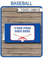 Baseball Party Food Labels template