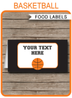 Basketball Party Food Labels template