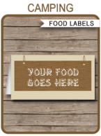 Camping Party Food Labels | Food Buffet Cards | Place Cards |Printable Party Decorations | DIY Editable template | $3.00 Instant Download via simonemadeit.com