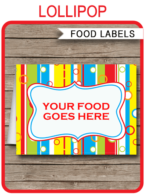Colorful Printable Food Labels | Food Buffet Tags | Place Cards | Birthday Party | Editable DIY Template | $3.00 INSTANT DOWNLOAD via SIMONEmadeit.com