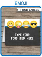 Emoji Theme Party Food Labels template – boys