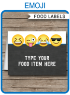 Emoji Theme Party Food Labels template for boys | Place Cards | Emoji Theme Birthday Party Decorations | DIY Editable & Printable template | INSTANT DOWNLOAD via simonemadeit.com