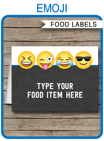 Emoji Theme Party Food Labels for boys | Emoji Place Cards