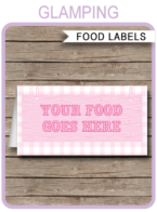 Glamping Party Food Labels template