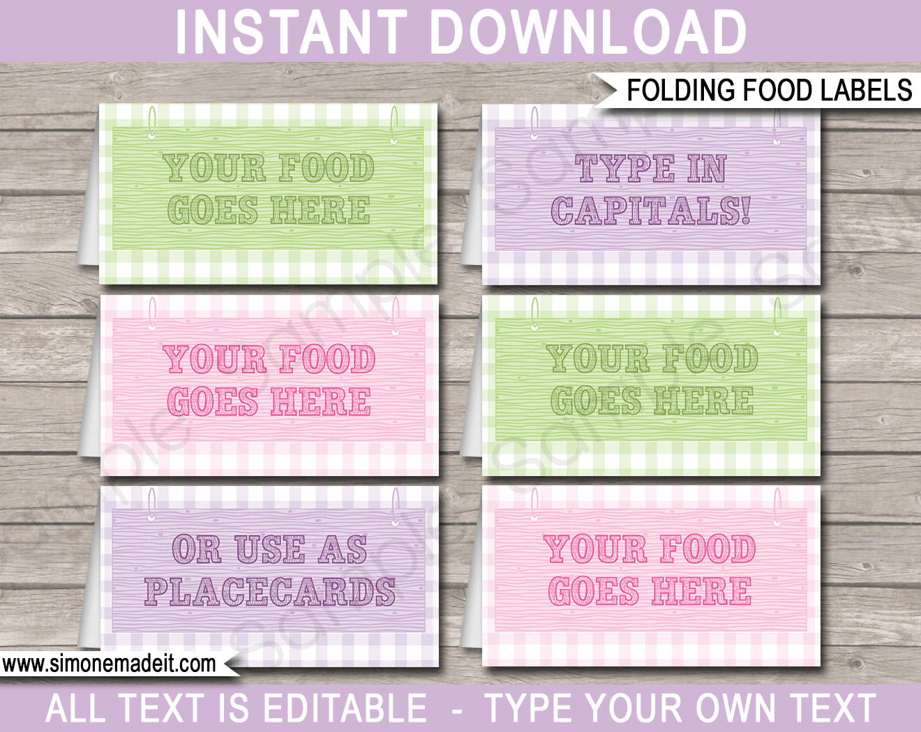 Glamping Party Food Labels | Food Buffet Cards | Place Cards |Printable Party Decorations | DIY Editable template | $3.00 Instant Download via simonemadeit.com