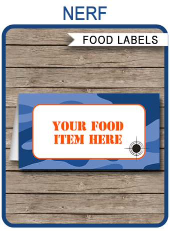 nerf food labels templates place cards printable nerf wars template