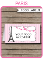 Paris Party Food Labels template