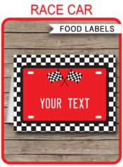 Printable Race Car Food Labels | Food Buffet Tags | Place Cards | Birthday Party Theme | Editable DIY Template | $3.00 INSTANT DOWNLOAD via SIMONEmadeit.com